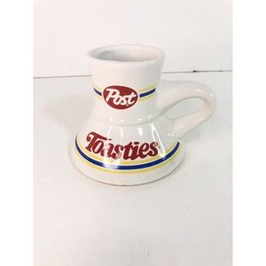 Vintage Travel Coffee Mug, Cup, Post Toasties, Ceramic No Spill Flat Bottom